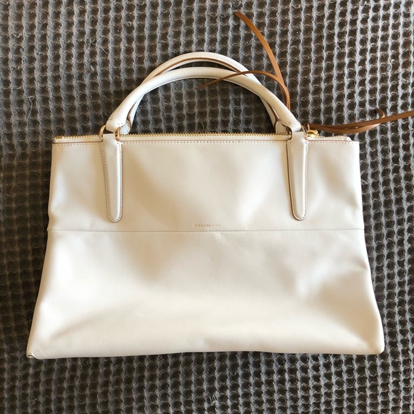 Coach Handbags - White leather Coach satchel